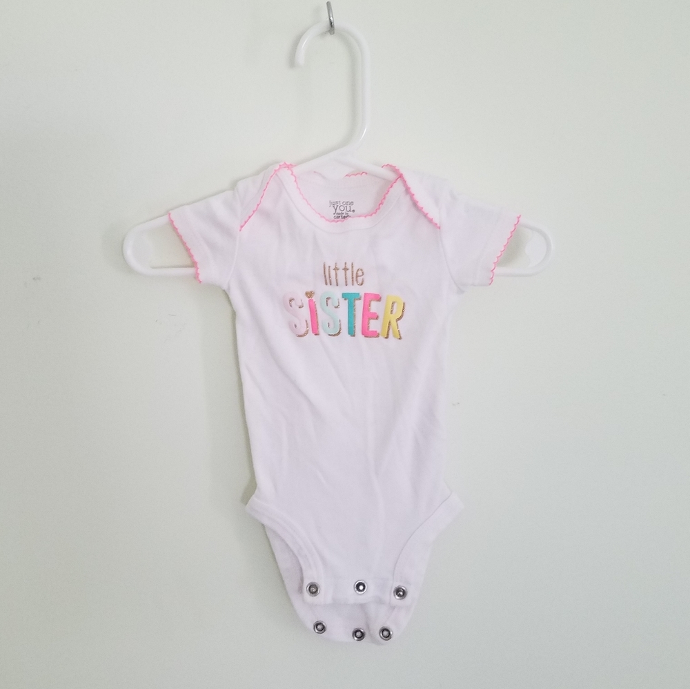 Girl's , "Little  Sister" , Short Sleeved Onsie